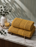 Greek Border Towel – Premium 2-Piece Light Yellow Towel Set