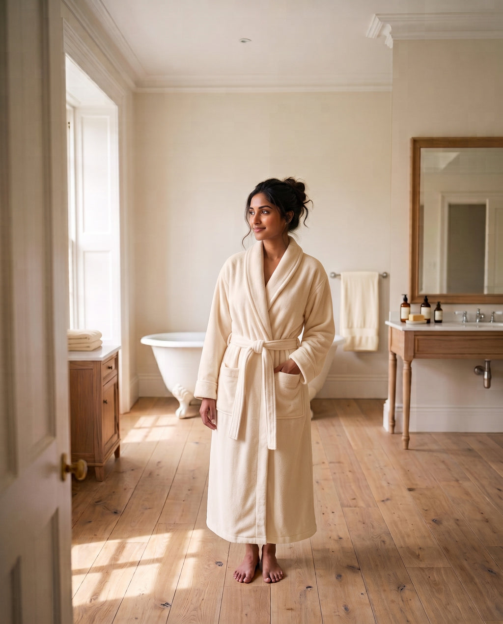 Cream Bathrobe