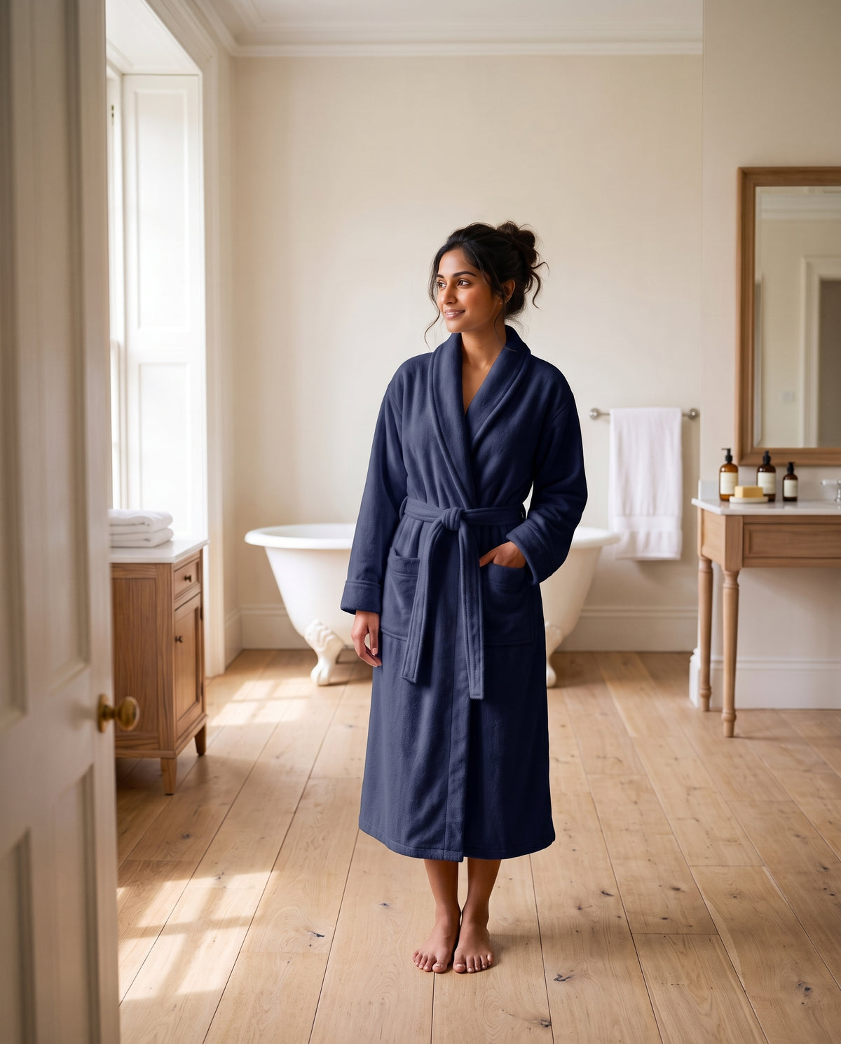 Navy Blue Bathrobe