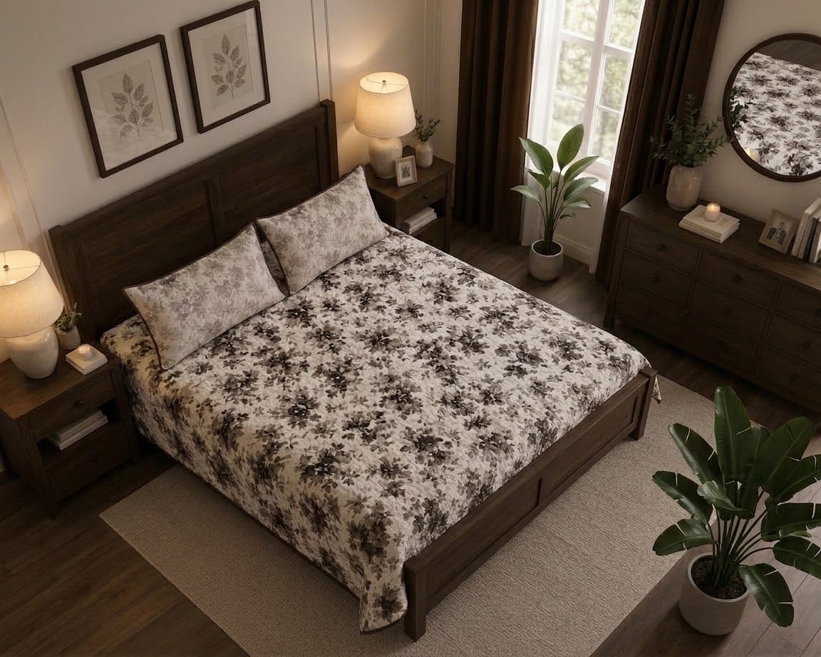 Floral Bedsheet Set – King Size with 2 Pillow Covers
