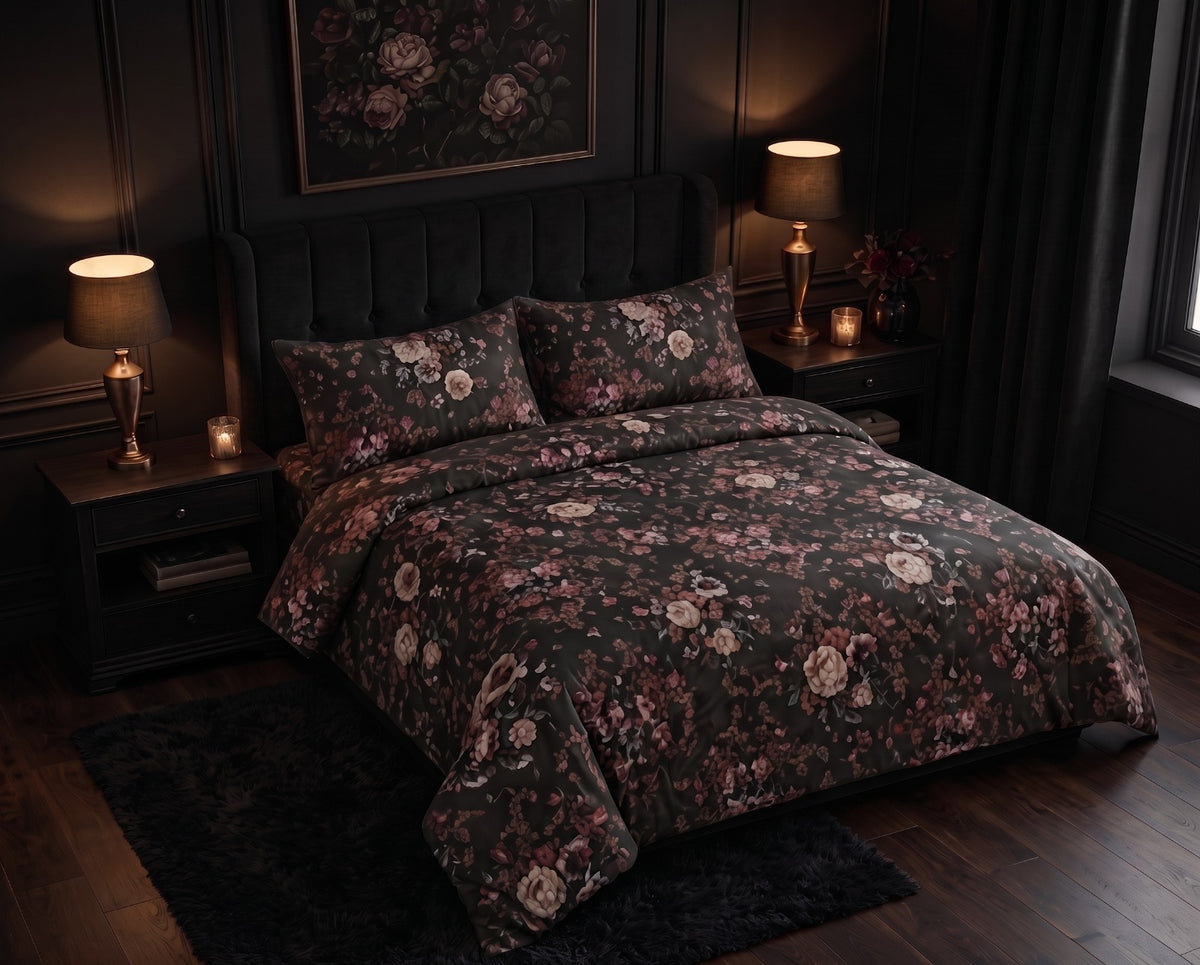 Dark Rose Bedsheet Set – King Size with 2 Pillow Covers