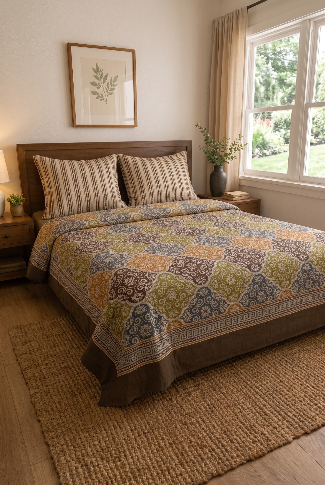 Heritage Mosaic Bedsheet Set – King Size with 2 Pillow Covers