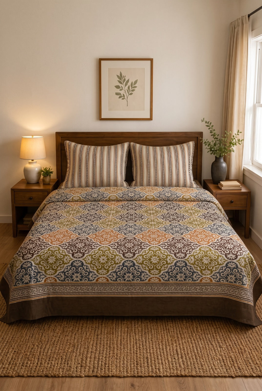 Heritage Mosaic Bedsheet Set – King Size with 2 Pillow Covers