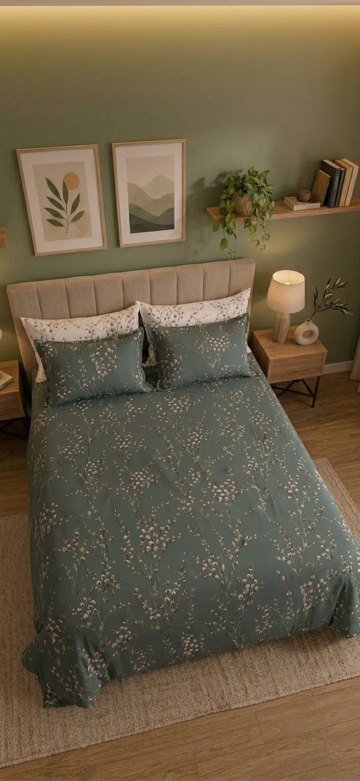 Floral Twigs Bedsheet Set – King Size with 2 Pillow Covers