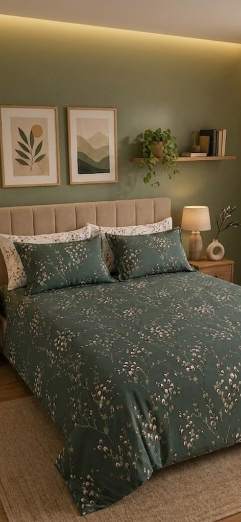 Floral Twigs Bedsheet Set – King Size with 2 Pillow Covers