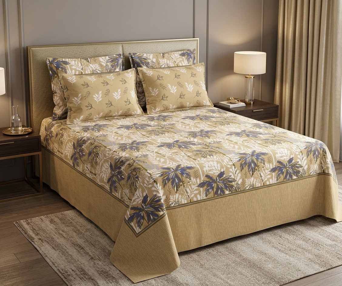 Royal Beige Bedsheet Set – King Size with 2 Pillow Covers