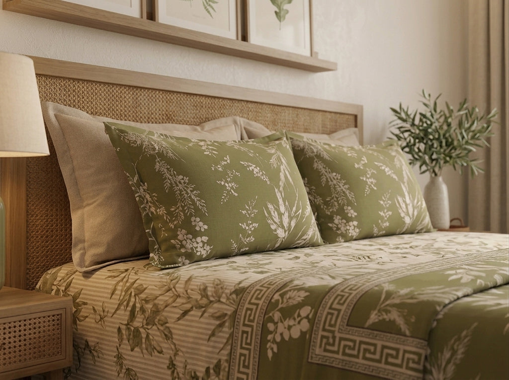 Green leaf Bedsheet Set – King Size with 2 Pillow Covers