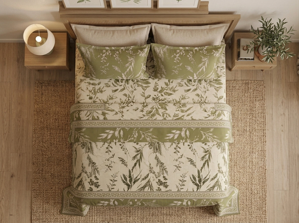 Green leaf Bedsheet Set – King Size with 2 Pillow Covers