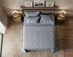 Chambray Floral Bedsheet Set – King Size with 2 Pillow Covers