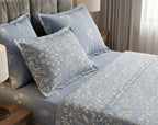 Chambray Floral Bedsheet Set – King Size with 2 Pillow Covers