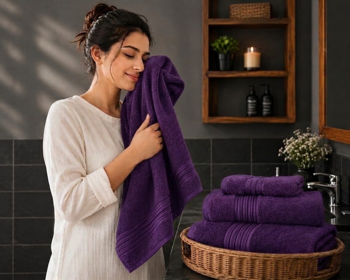 Master Towel – Premium 2-Piece Purple Towel Set