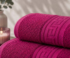 Greek Border Towel – Premium 2-Piece Bergundy Towel Set