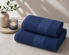 Greek Border Towel – Premium 2-Piece Navy Blue Towel Set