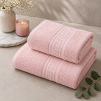 Greek Border Towel – Premium 2-Piece Baby Pink Towel Set
