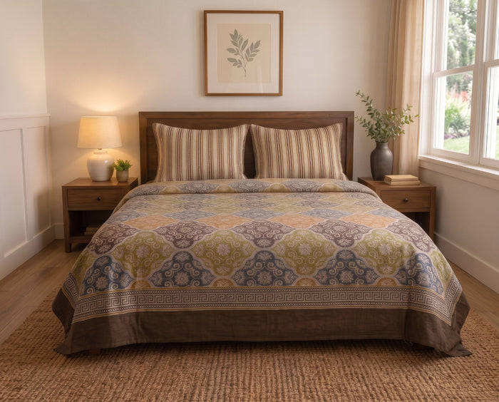Heritage Mosaic Bedsheet Set – King Size with 2 Pillow Covers
