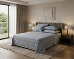 Chambray Floral Bedsheet Set – King Size with 2 Pillow Covers