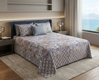 Vintage Blue Bedsheet Set – King Size with 2 Pillow Covers